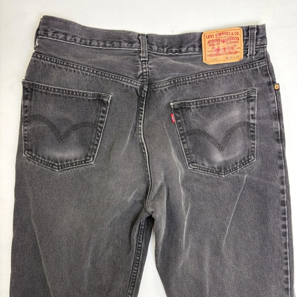 Levis 550 Relaxed Fit‎ Jeans Mens 36x36 Faded Black Denim 100% Cotton Grunge Y2K